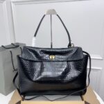 Balenciaga Rodeo Bag – Large 40cm, Croc-Embossed Leather with Gold Hardware