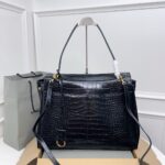 Balenciaga Rodeo Bag – Large 40cm, Croc-Embossed Leather with Gold Hardware