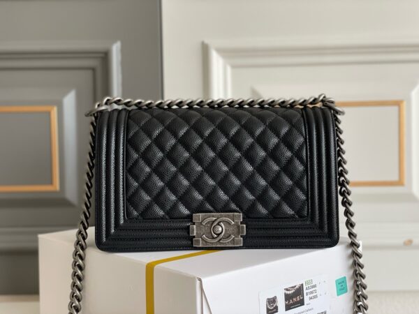 Chanel Le Boy Bag – Medium Size (Caviar Leather / Platinum Edition)