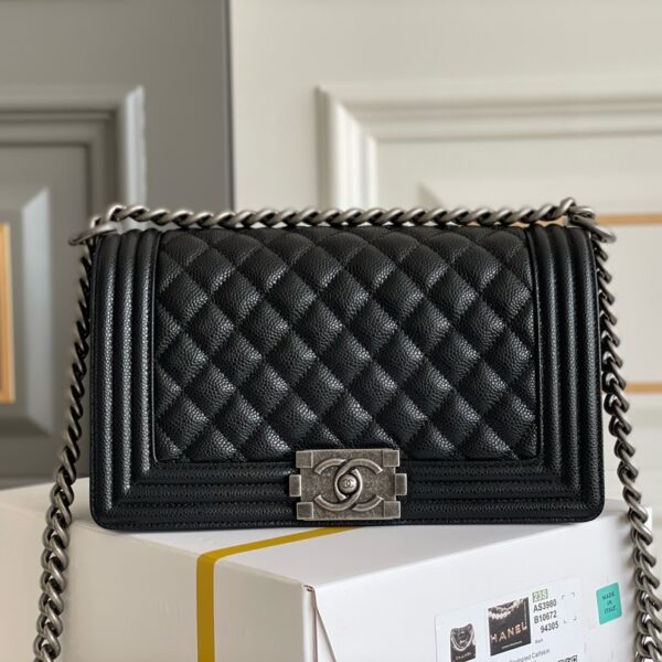 Chanel Le Boy Bag – Medium Size (Caviar Leather / Platinum Edition)