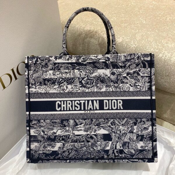 Dior Book Tote – Layered “Blue Jungle Tiger” Embroidery