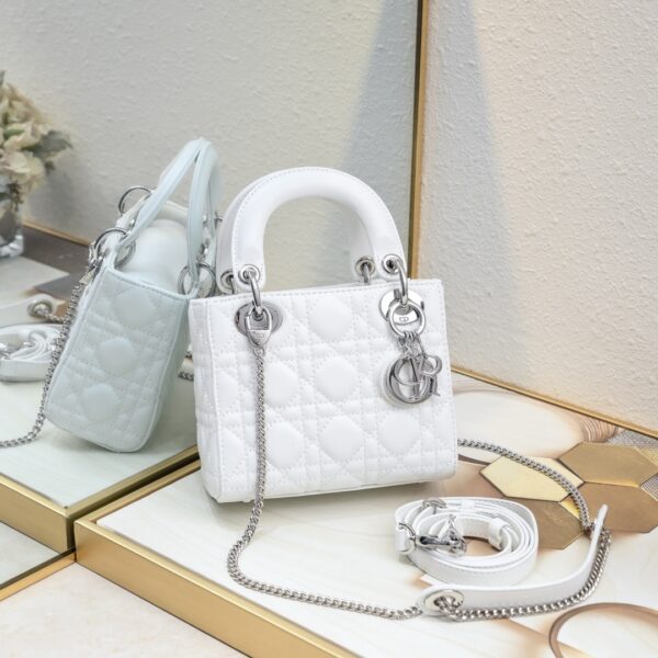 Lady Dior Mini – White with Silver Hardware (3 Grid)