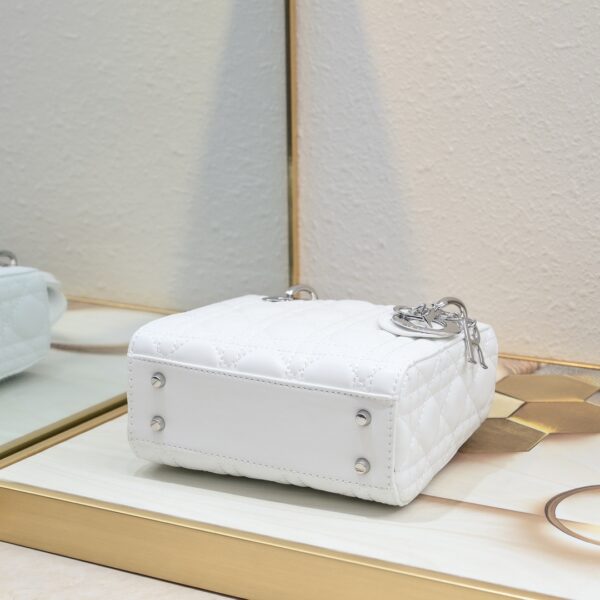 Lady Dior Mini – White with Silver Hardware (3 Grid)