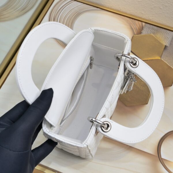 Lady Dior Mini – White with Silver Hardware (3 Grid)