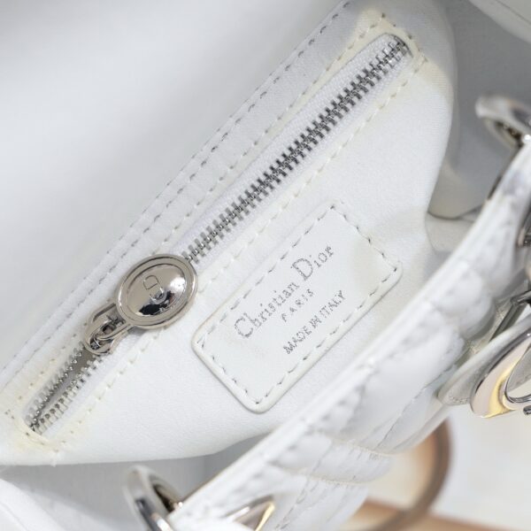 Lady Dior Mini – White with Silver Hardware (3 Grid)