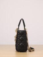 Lady Dior Mini – Black Lambskin with Light Gold Hardware