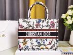 Dior Top-tier Imported Original Embroidery Shopping Bag – New White Iris Medium Size