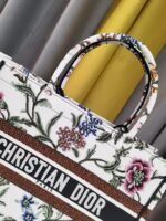 Dior Top-tier Imported Original Embroidery Shopping Bag – New White Iris Medium Size