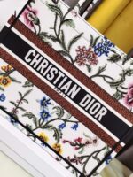 Dior Top-tier Imported Original Embroidery Shopping Bag – New White Iris Medium Size