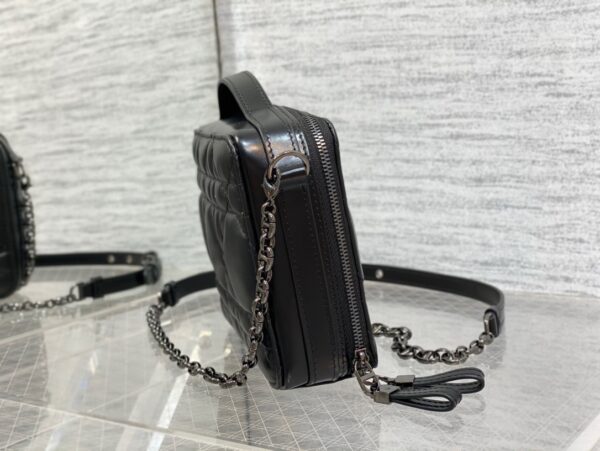 Dior Caro Box Chain Bag – Black Calfskin with Oversized Cannage Stitching