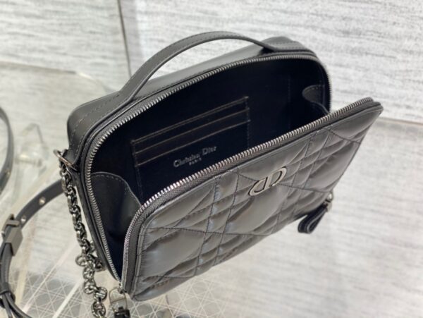 Dior Caro Box Chain Bag – Black Calfskin with Oversized Cannage Stitching
