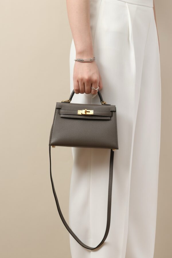 HERMES Mini Kelly II 19cm (Epsom M8 Asphalt Grey / Gold Hardware)