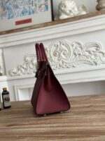 Hermès Epsom Leather Handbag – 25cm (Burgundy, Silver Hardware)