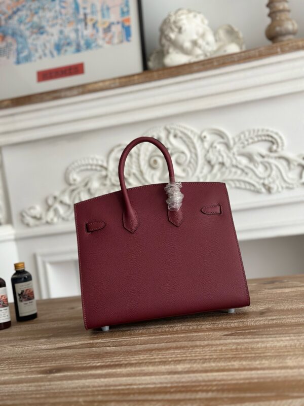 Hermès Epsom Leather Handbag – 25cm (Burgundy, Silver Hardware)