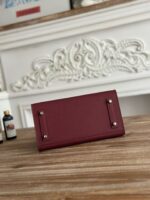 Hermès Epsom Leather Handbag – 25cm (Burgundy, Silver Hardware)