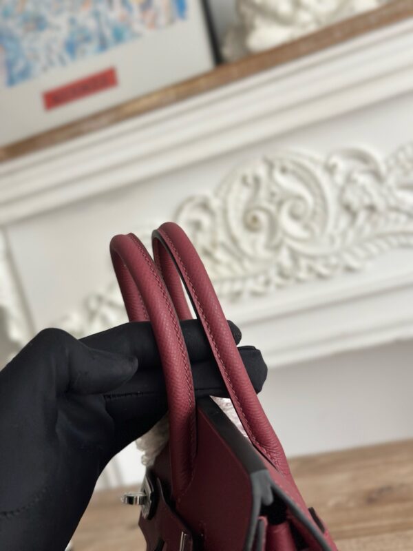 Hermès Epsom Leather Handbag – 25cm (Burgundy, Silver Hardware)