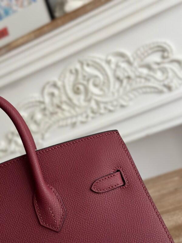 Hermès Epsom Leather Handbag – 25cm (Burgundy, Silver Hardware)