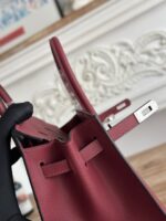 Hermès Epsom Leather Handbag – 25cm (Burgundy, Silver Hardware)
