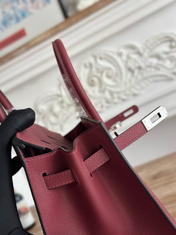 Hermès Epsom Leather Handbag – 25cm (Burgundy, Silver Hardware)