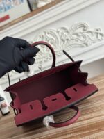 Hermès Epsom Leather Handbag – 25cm (Burgundy, Silver Hardware)