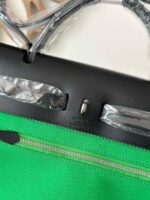Hermès Herbag 31cm – Bamboo Green with Black Flap | Silver Hardware (Exposed Stitching)