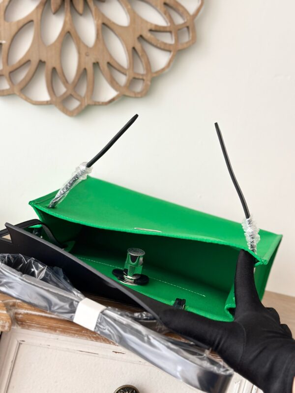 Hermès Herbag 31cm – Bamboo Green with Black Flap | Silver Hardware (Exposed Stitching)