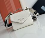 PRADA 1BD317 Monochrome Saffiano Leather Crossbody Bag