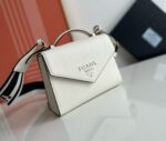 PRADA 1BD317 Monochrome Saffiano Leather Crossbody Bag
