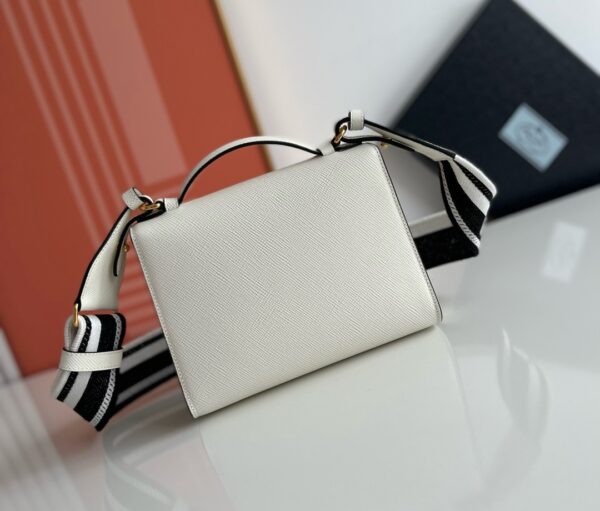 PRADA 1BD317 Monochrome Saffiano Leather Crossbody Bag