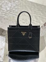 PRADA Geometric Quilted Leather Tote – Medium Size | Model 1BA378