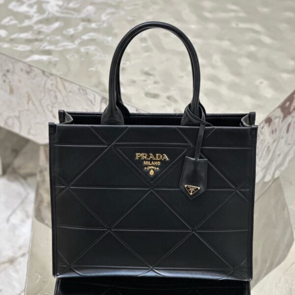 PRADA Geometric Quilted Leather Tote – Medium Size | Model 1BA378