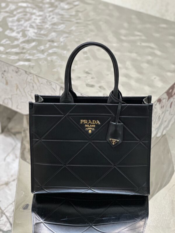 PRADA Geometric Quilted Leather Tote – Medium Size | Model 1BA378