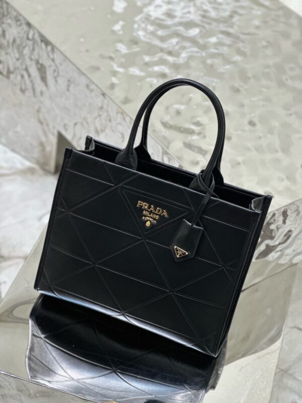 PRADA Geometric Quilted Leather Tote – Medium Size | Model 1BA378