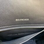 Balenciaga Hourglass Bag – Croc-Embossed Black with Silver Hardware