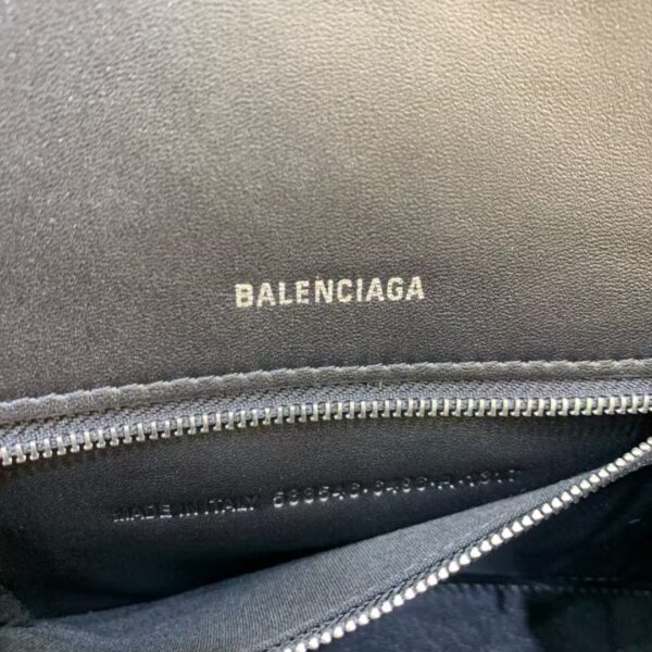 Balenciaga Hourglass Bag – Croc-Embossed Black with Silver Hardware