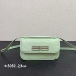 Balenciaga Gossip Croc-Embossed Top Handle Bag – Structured Baguette Style