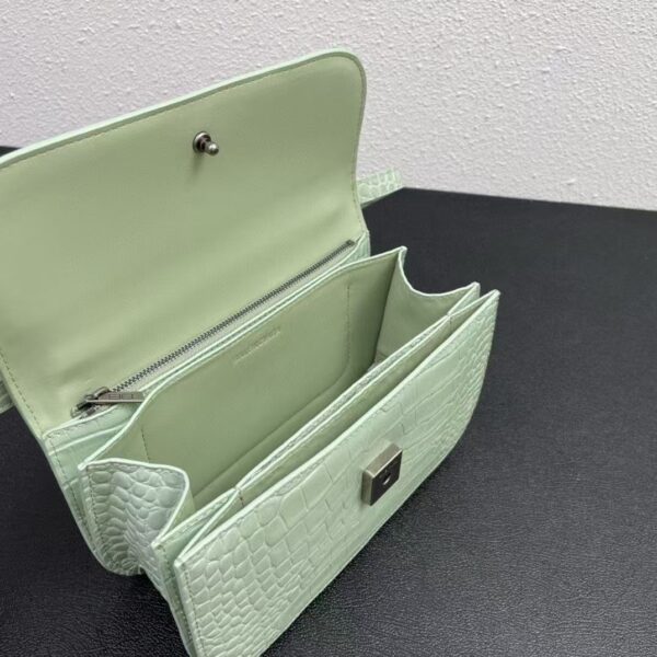 Balenciaga Gossip Croc-Embossed Top Handle Bag – Structured Baguette Style