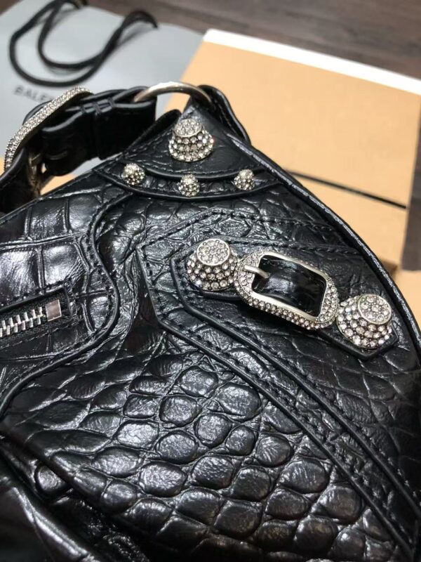 Balenciaga Le Cagole Rhinestone Croc-Embossed Shoulder Bag – VIP Edition