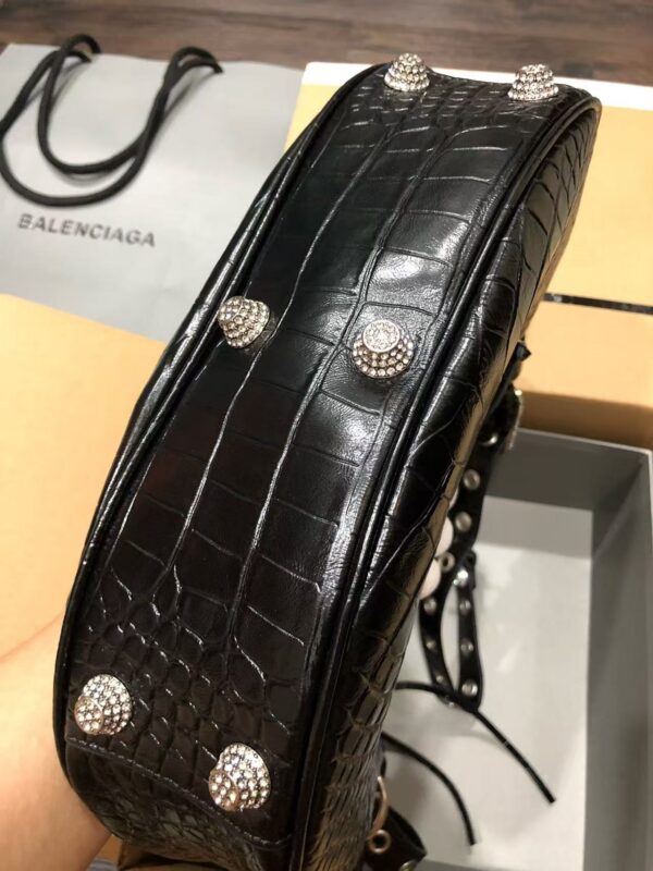 Balenciaga Le Cagole Rhinestone Croc-Embossed Shoulder Bag – VIP Edition
