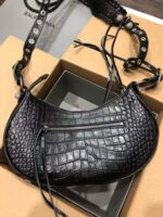 Balenciaga Le Cagole Rhinestone Croc-Embossed Shoulder Bag – VIP Edition