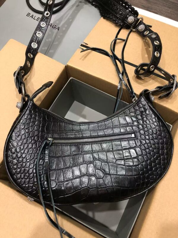Balenciaga Le Cagole Rhinestone Croc-Embossed Shoulder Bag – VIP Edition